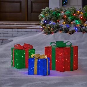⚡️Home Accents Holiday 3 Piece Yuletide Lane LED Gift Boxes